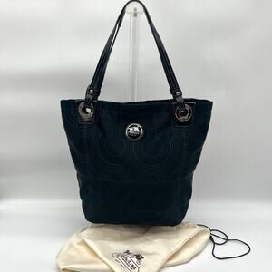 COACH Black Sateen Signature Tote, DUST BAG INCLUDED